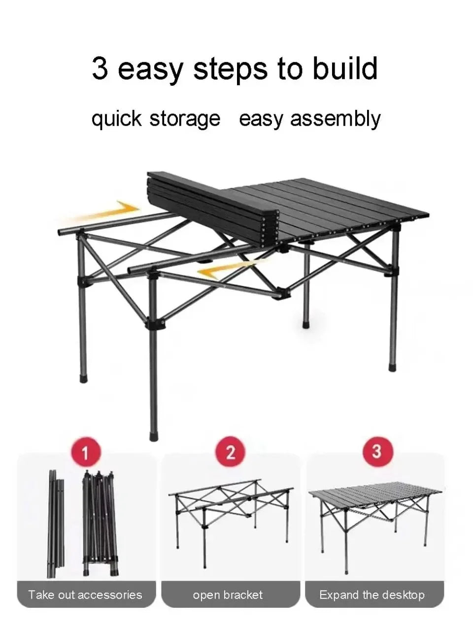 Portable Folding Picnic Table - Lightweight Long Table for Easy Carrying for Camping, Outdoor, EP043