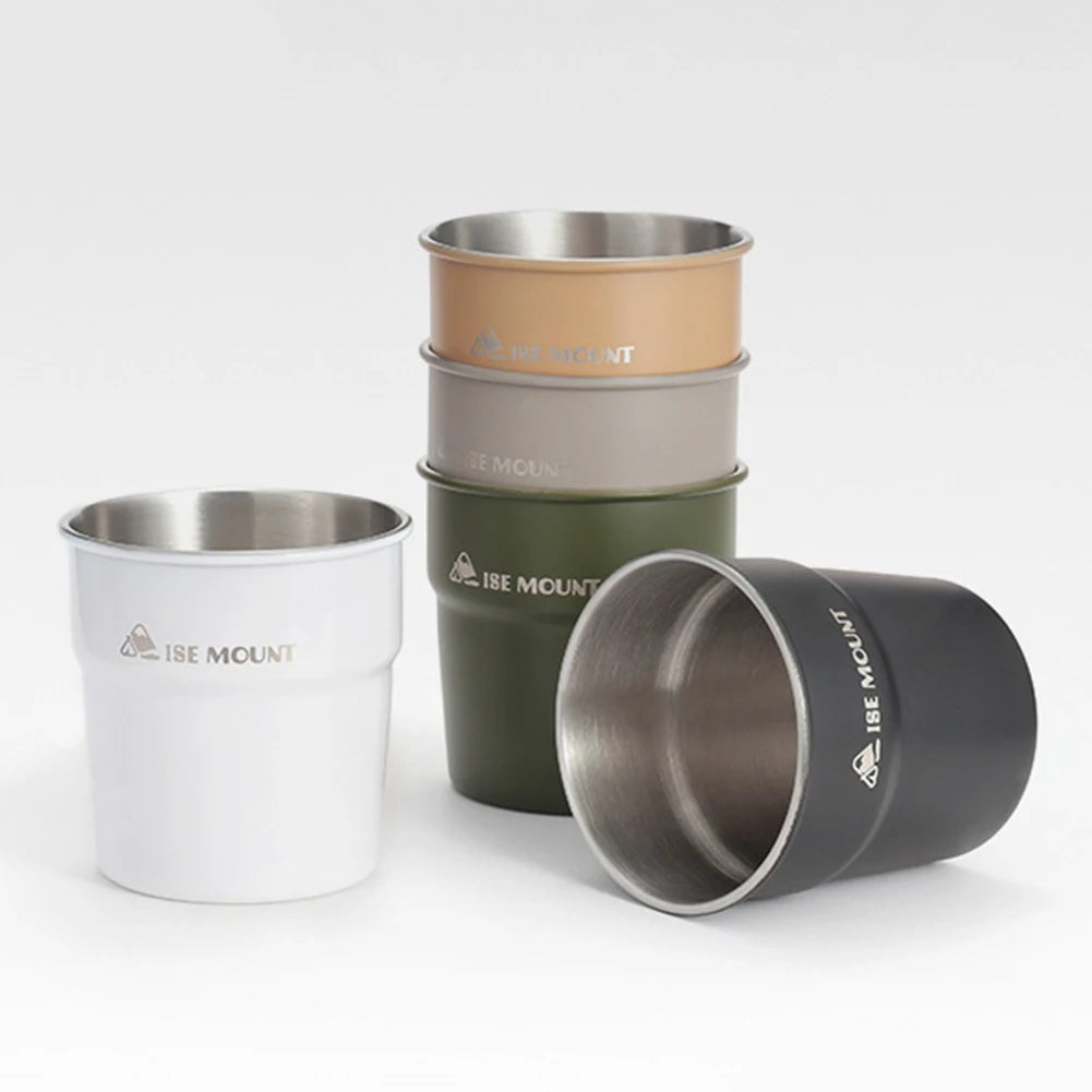 Set 4 Pcs 300ml Stackable Stainless Steel Cups - Portable Beer, Wine, Tea, Coffee Mugs for Camping and Travel, EP069