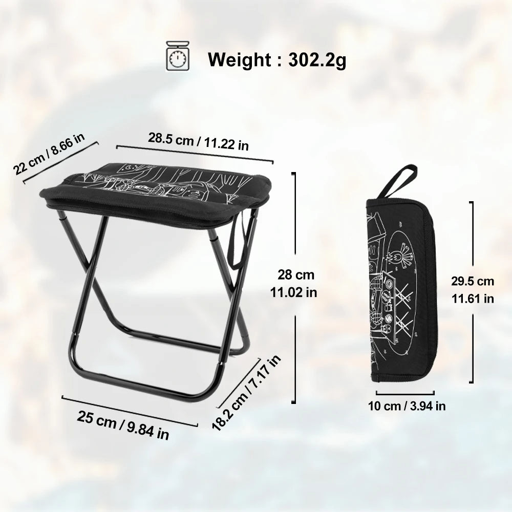 Foldable Camping Stool - Portable Lightweight Chair with Zipper Storage for Fishing, Hiking and Outdoor Travel, EP042
