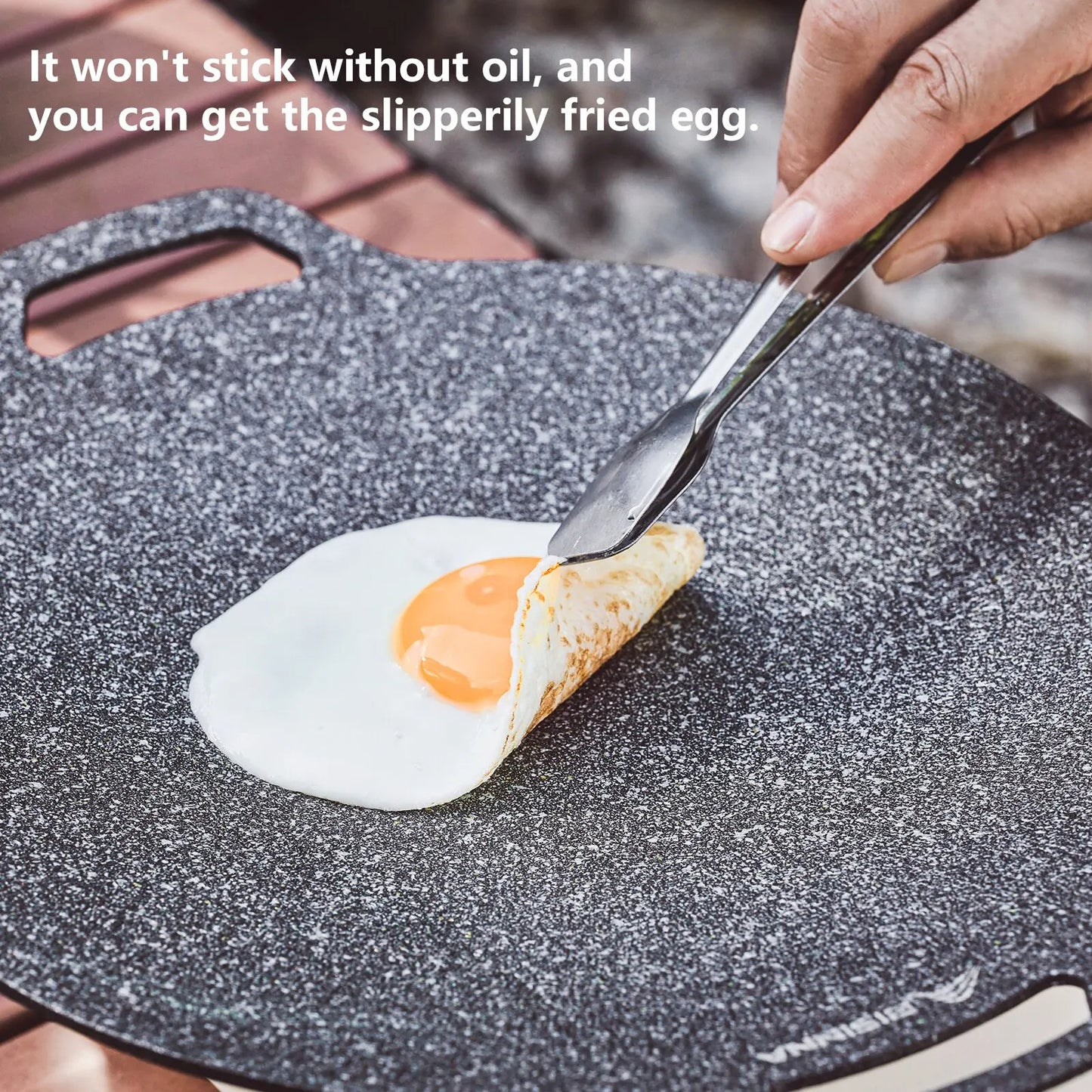 30CM Non-Stick Outdoor BBQ Grill Pan - Stovetop Baking Tray and Korean Roasting Plate for Camping Equipment, EP068