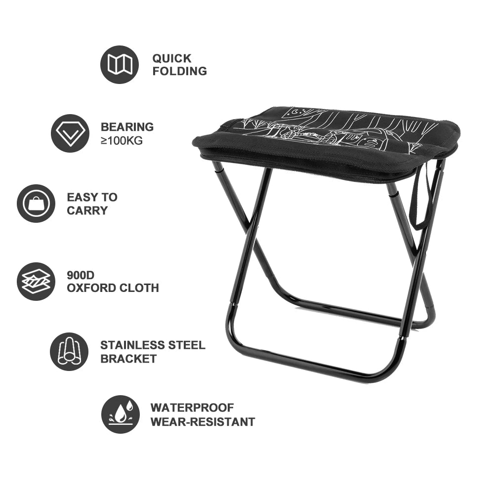 Foldable Camping Stool - Portable Lightweight Chair with Zipper Storage for Fishing, Hiking and Outdoor Travel, EP042