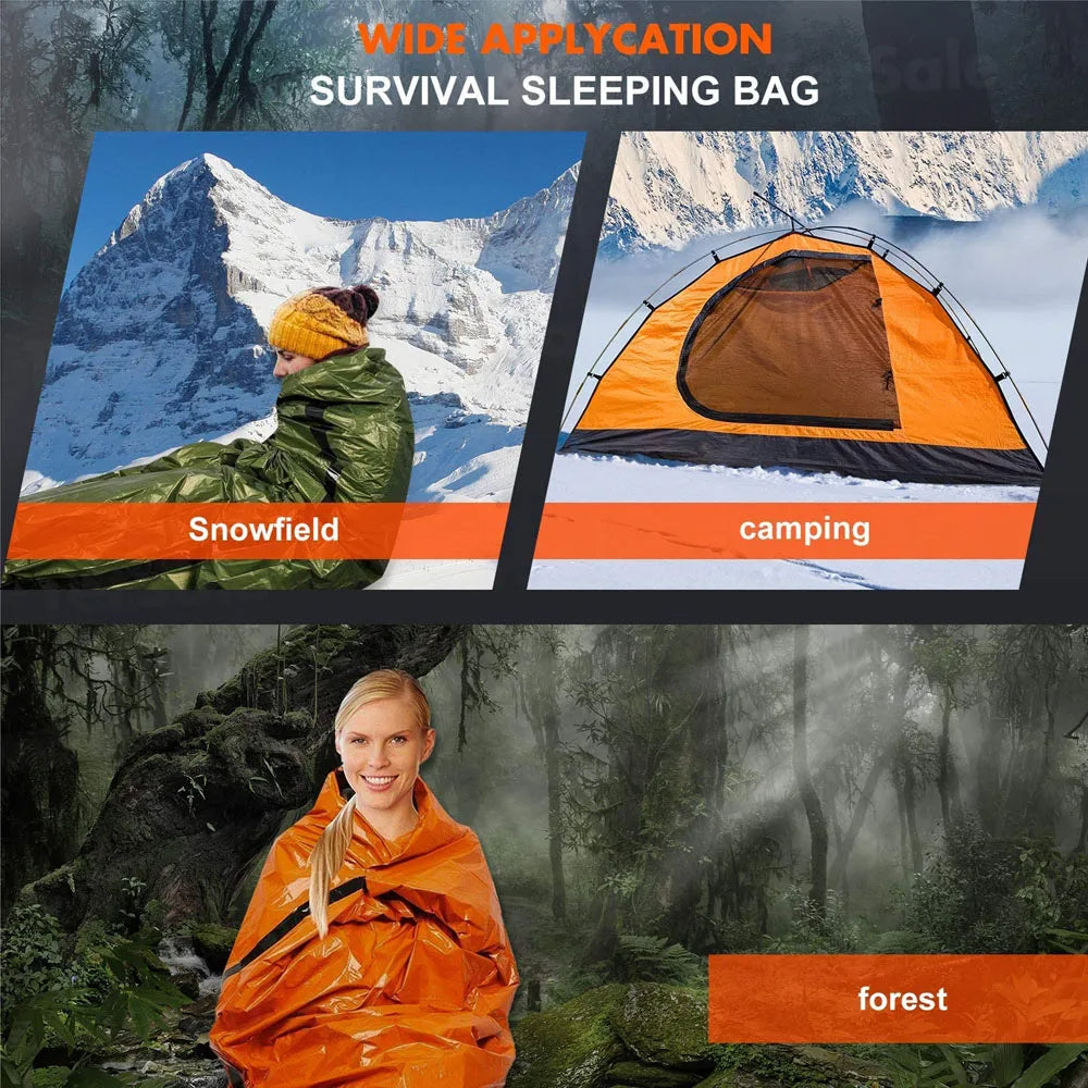 Emergency Survival Sleeping Bag - Waterproof, Reusable Sack for Camping and Hiking, EP064