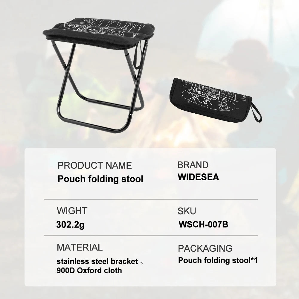 Foldable Camping Stool - Portable Lightweight Chair with Zipper Storage for Fishing, Hiking and Outdoor Travel, EP042