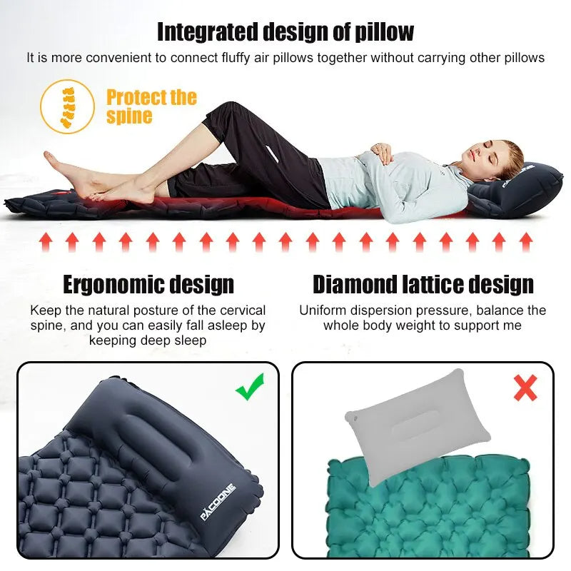 Ultralight Inflatable Camping Mattress with Pillows - Perfect for Camping and Outdoor Adventures, EP062
