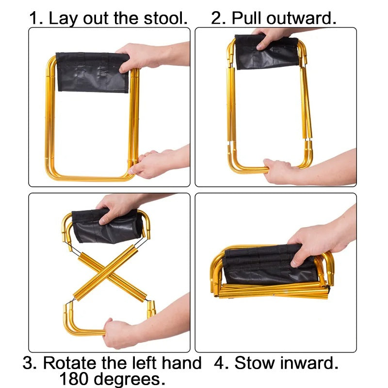 Folding Chair - Portable Ultra-Light Camping Stool with Mini Storage, Aluminum Alloy Outdoor Picnic and Fishing Chair, EP045