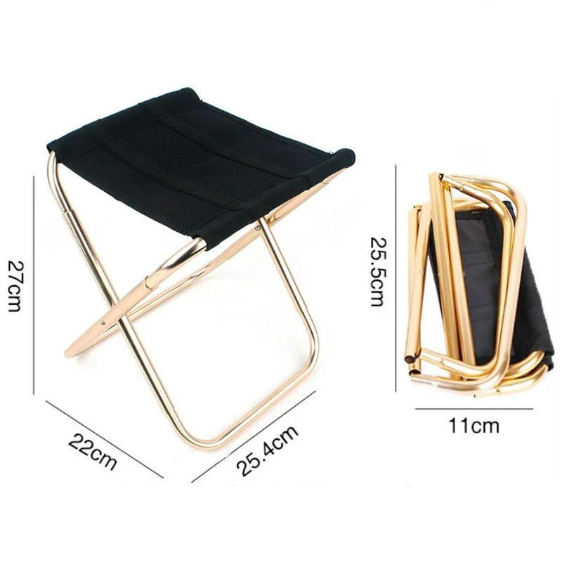 Folding Chair - Portable Ultra-Light Camping Stool with Mini Storage, Aluminum Alloy Outdoor Picnic and Fishing Chair, EP045