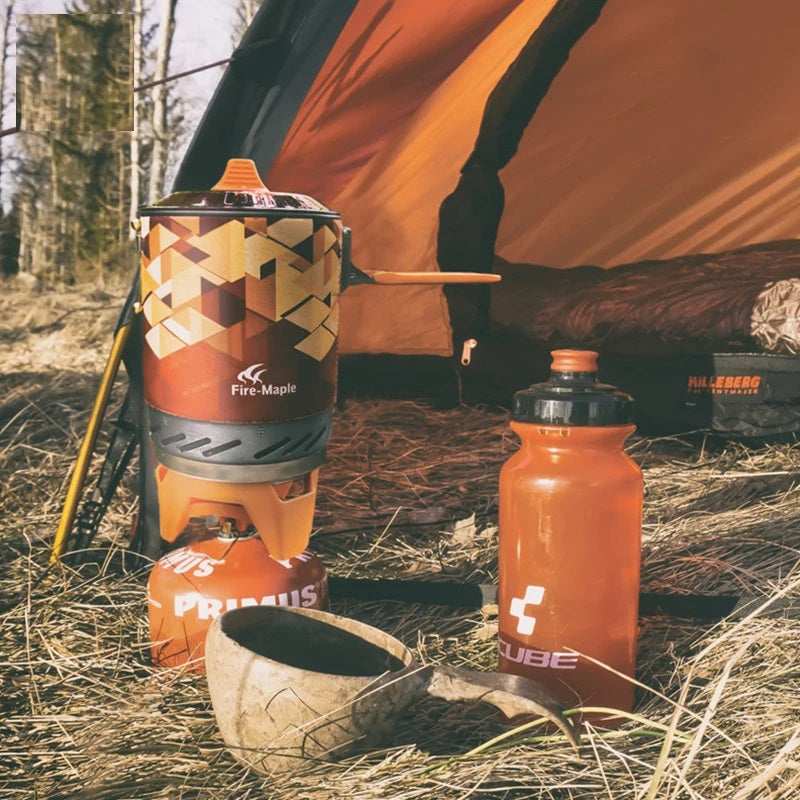 Portable Outdoor Gas Stove Burner with Heat Exchanger Pot - FMS-X2 Camping and Hiking Cooking System, EP063