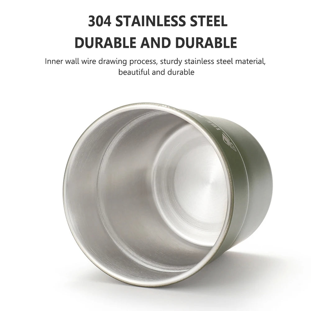 Set 4 Pcs 300ml Stackable Stainless Steel Cups - Portable Beer, Wine, Tea, Coffee Mugs for Camping and Travel, EP069