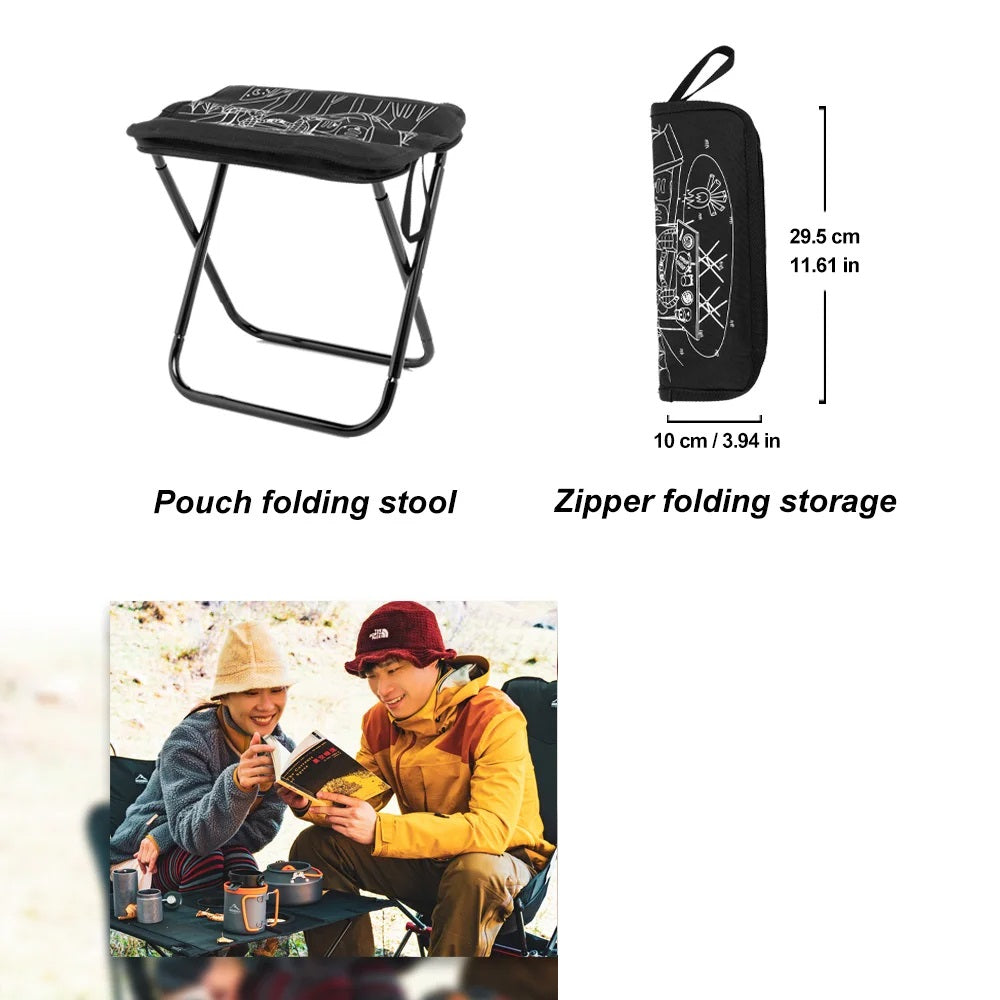 Foldable Camping Stool - Portable Lightweight Chair with Zipper Storage for Fishing, Hiking and Outdoor Travel, EP042