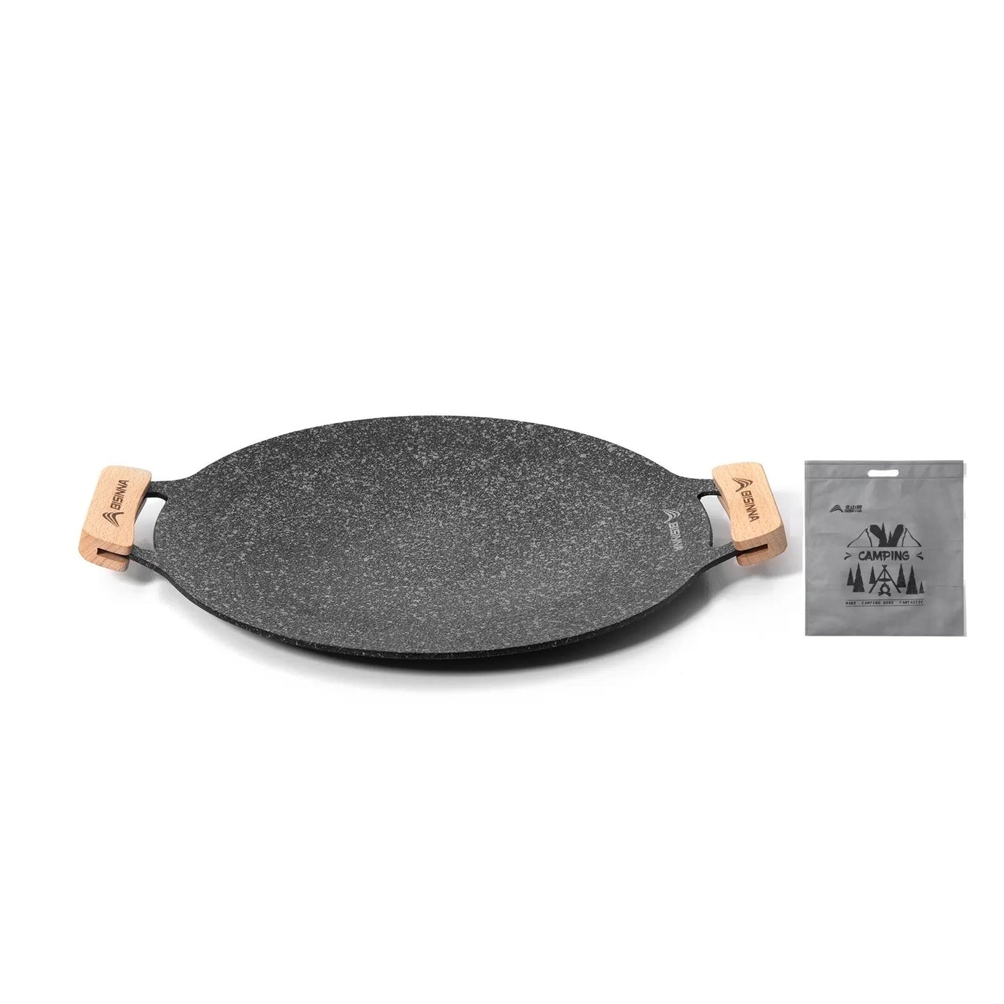 30CM Non-Stick Outdoor BBQ Grill Pan - Stovetop Baking Tray and Korean Roasting Plate for Camping Equipment, EP068