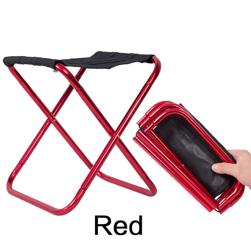 Folding Chair - Portable Ultra-Light Camping Stool with Mini Storage, Aluminum Alloy Outdoor Picnic and Fishing Chair, EP045
