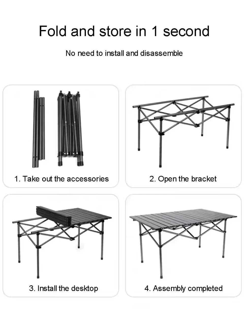 Portable Folding Picnic Table - Lightweight Long Table for Easy Carrying for Camping, Outdoor