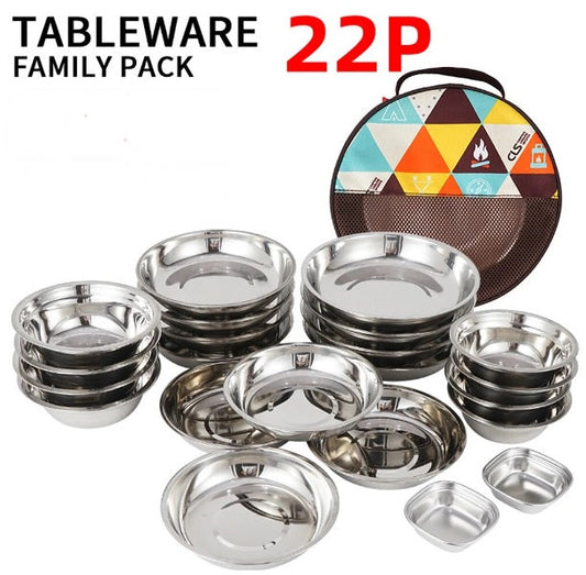 22Pcs Durable Stainless Steel Dinnerware Set