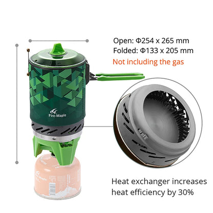 Portable Outdoor Gas Stove Burner with Heat Exchanger Pot - FMS-X2 Camping and Hiking Cooking System