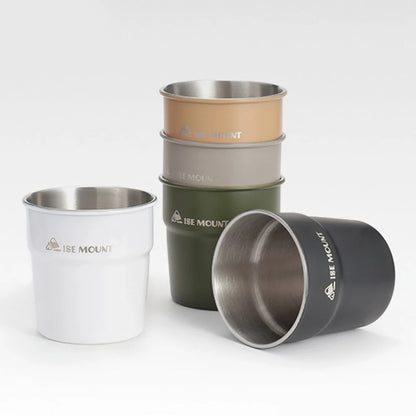 Set 4 Pcs 300ml Stackable Stainless Steel Cups - Portable Beer, Wine, Tea, Coffee Mugs for Camping and Travel