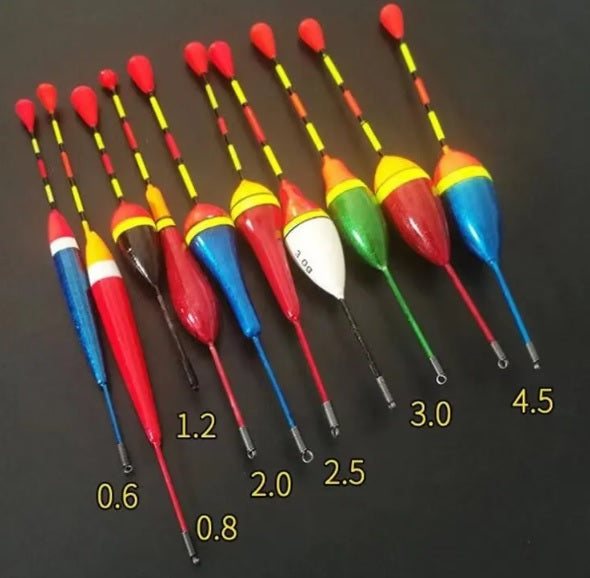 Set Of 10 Fishing Floats With Varying Sizes And Colors