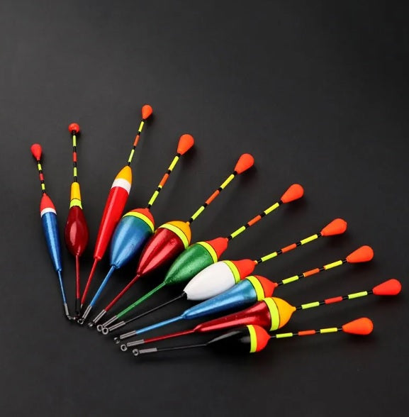 Set Of 10 Fishing Floats With Varying Sizes And Colors