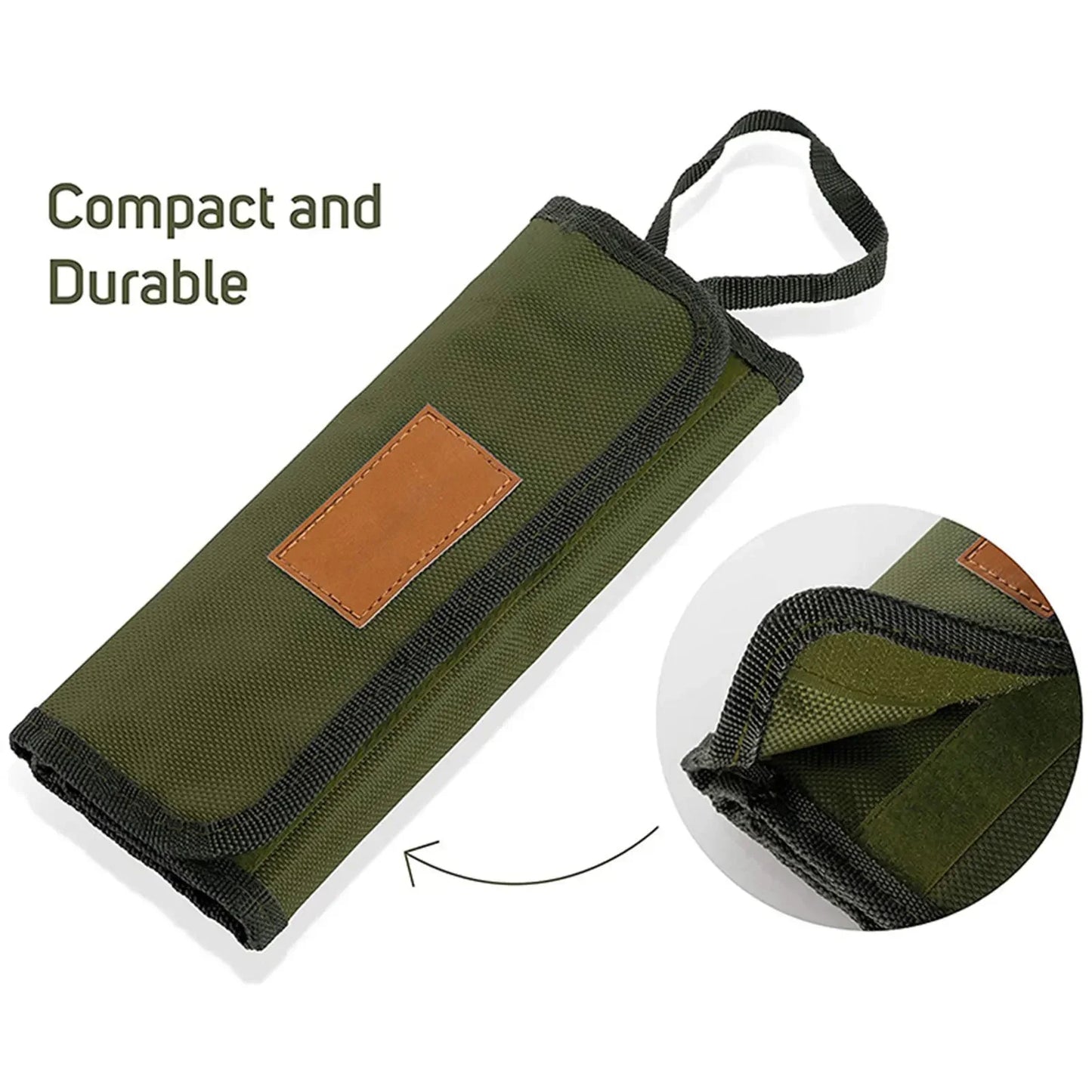 Portable Roll-Up Cutlery Storage Bag - Water Resistant Case for Forks, Spoons, Chopsticks - Ideal for Camping