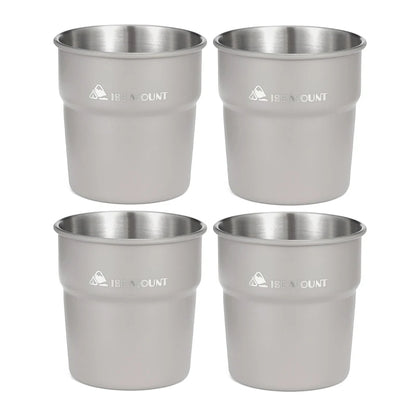 Set 4 Pcs 300ml Stackable Stainless Steel Cups - Portable Beer, Wine, Tea, Coffee Mugs for Camping and Travel