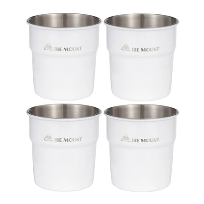 Set 4 Pcs 300ml Stackable Stainless Steel Cups - Portable Beer, Wine, Tea, Coffee Mugs for Camping and Travel