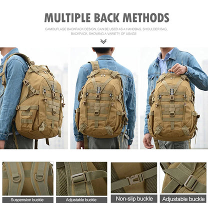 40L Tactical Camping Backpack - Travel Hiking Rucksack for Men, Reflective Outdoor Climbing and Fishing Bag, EP001