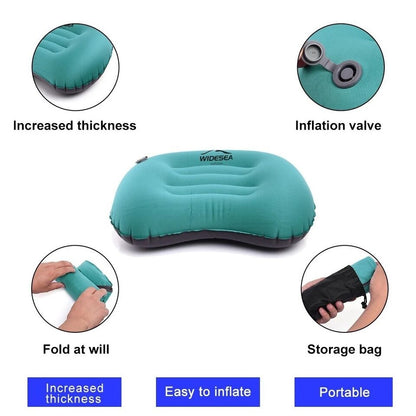 Portable Inflatable Camping Pillow - Foldable Air Cushion for Outdoor Sleeping