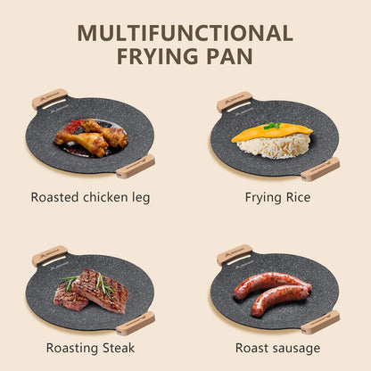 30CM Non-Stick Outdoor BBQ Grill Pan - Stovetop Baking Tray and Korean Roasting Plate for Camping Equipment