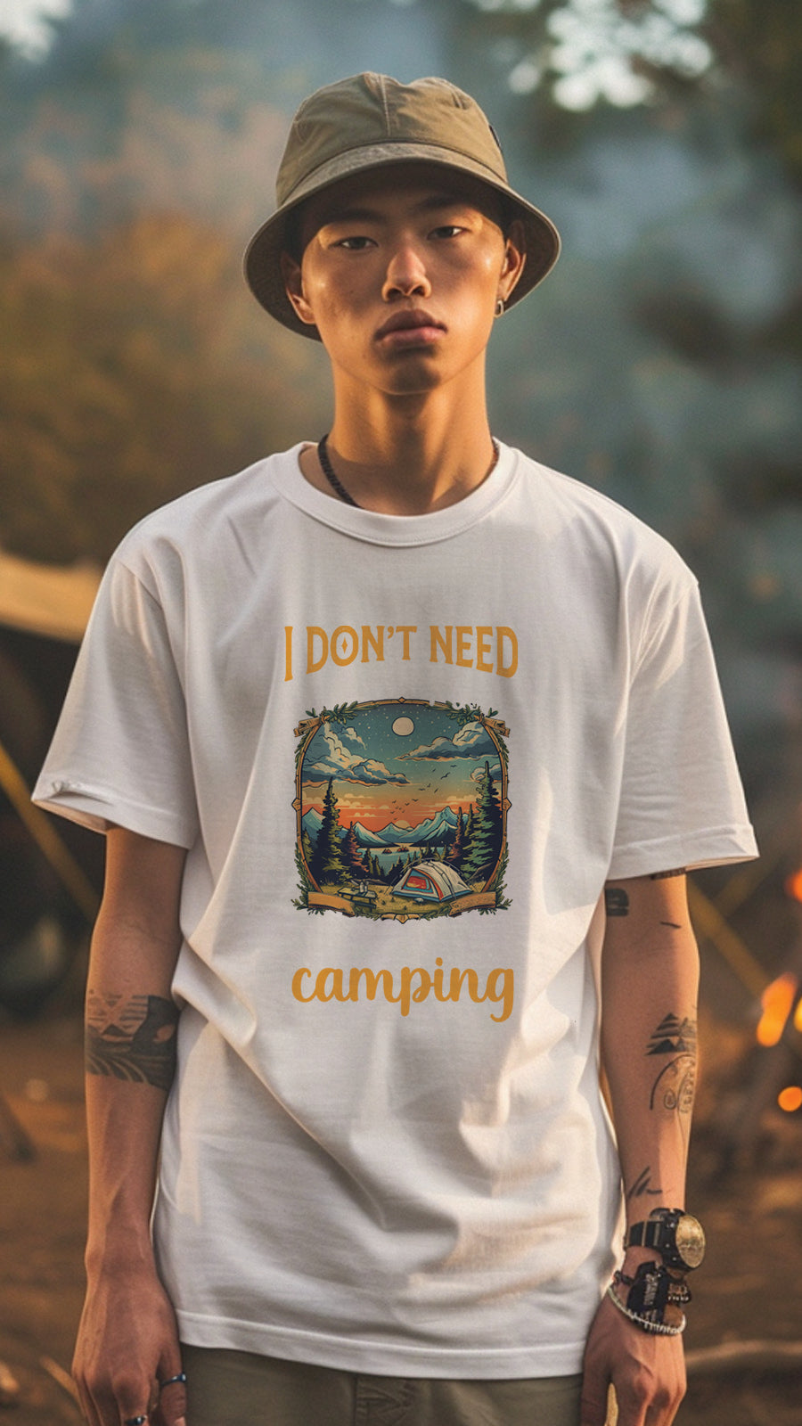 Unisex Camping T-Shirt, Outdoor Adventure Graphic Tee for Men and Women CAM004