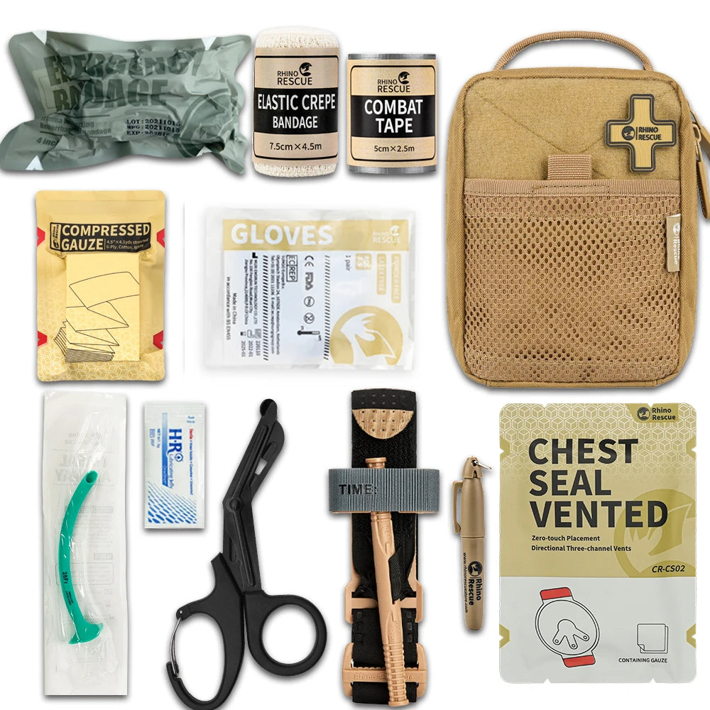 Rhino Rescue First Aid Kit - Molle Pouch for Outdoor Camping and Hiking Emergency Gear